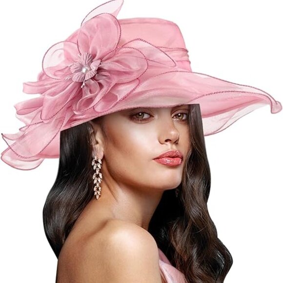 Women's Church Fancy Kentucky Derby Party Classy Hat Fashion PINK